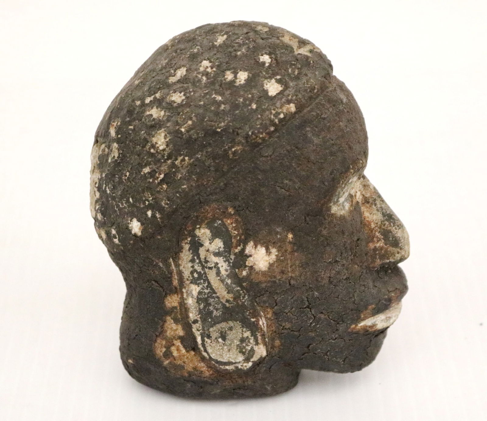 SOLOMON ISLANDS HAND CARVED STONE HEAD, mid 20th century. - height: 5 inches. (1 of 16)