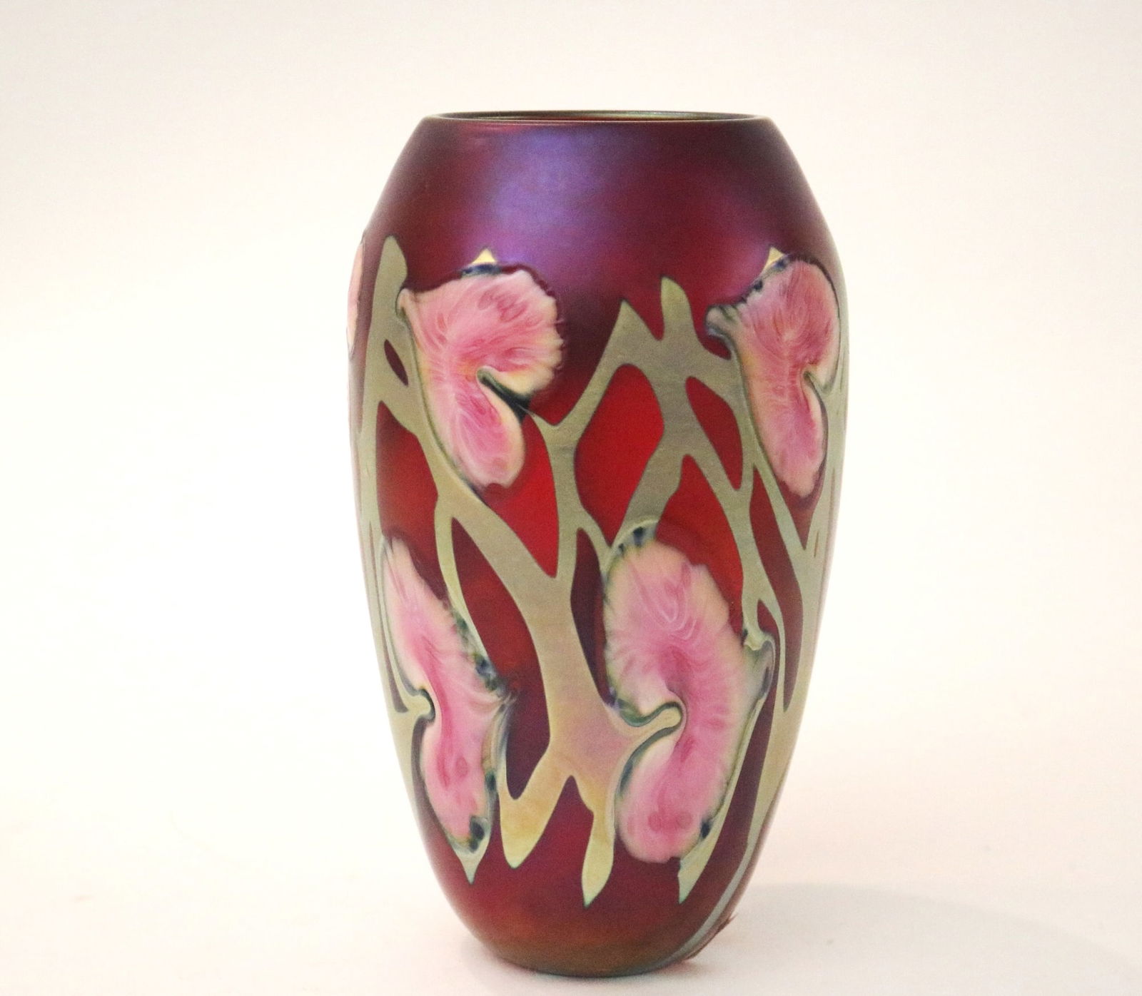 JOHN LOTTON MULTIFLORAL ART GLASS VASE, 1991, - H: 9 in. (1 of 16)