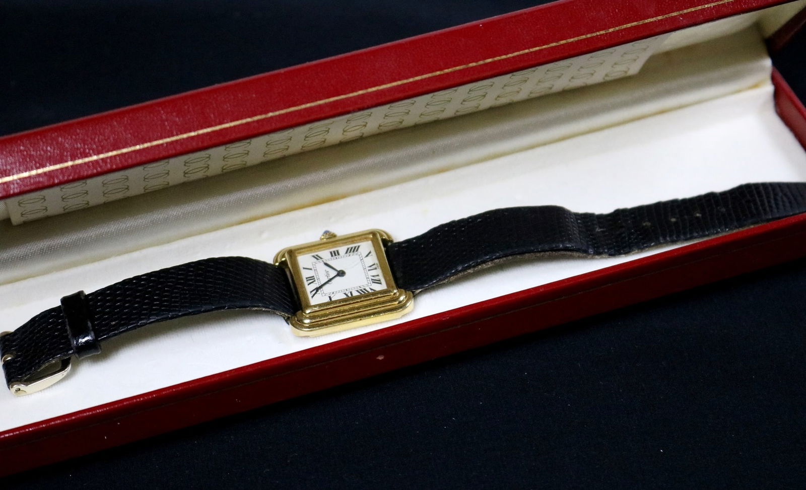 LADY'S VINTAGE CARTIER GOLD-PLATED TANK WATCH, (1 of 7)