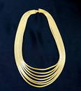 ITALIAN 18K FLORENTINE-TEXTURED YELLOW GOLD SEVEN-STRAND SPAGHETTI-LINK BIB-STYLE NECKLACE,