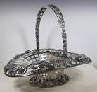 GORHAM CO. ART NOUVEAU RETICULATED OVAL, BAIL-HANDLE BASKET.