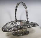 GORHAM CO. ART NOUVEAU RETICULATED OVAL, BAIL-HANDLE BASKET.