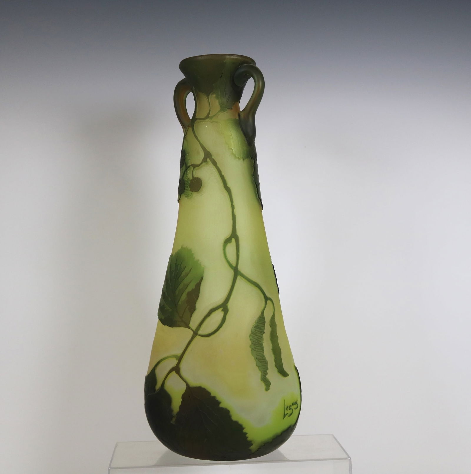 SIGNED LEGRAS CAMEO ART GLASS VASE, - H: 11 1/8 in. (1 of 20)