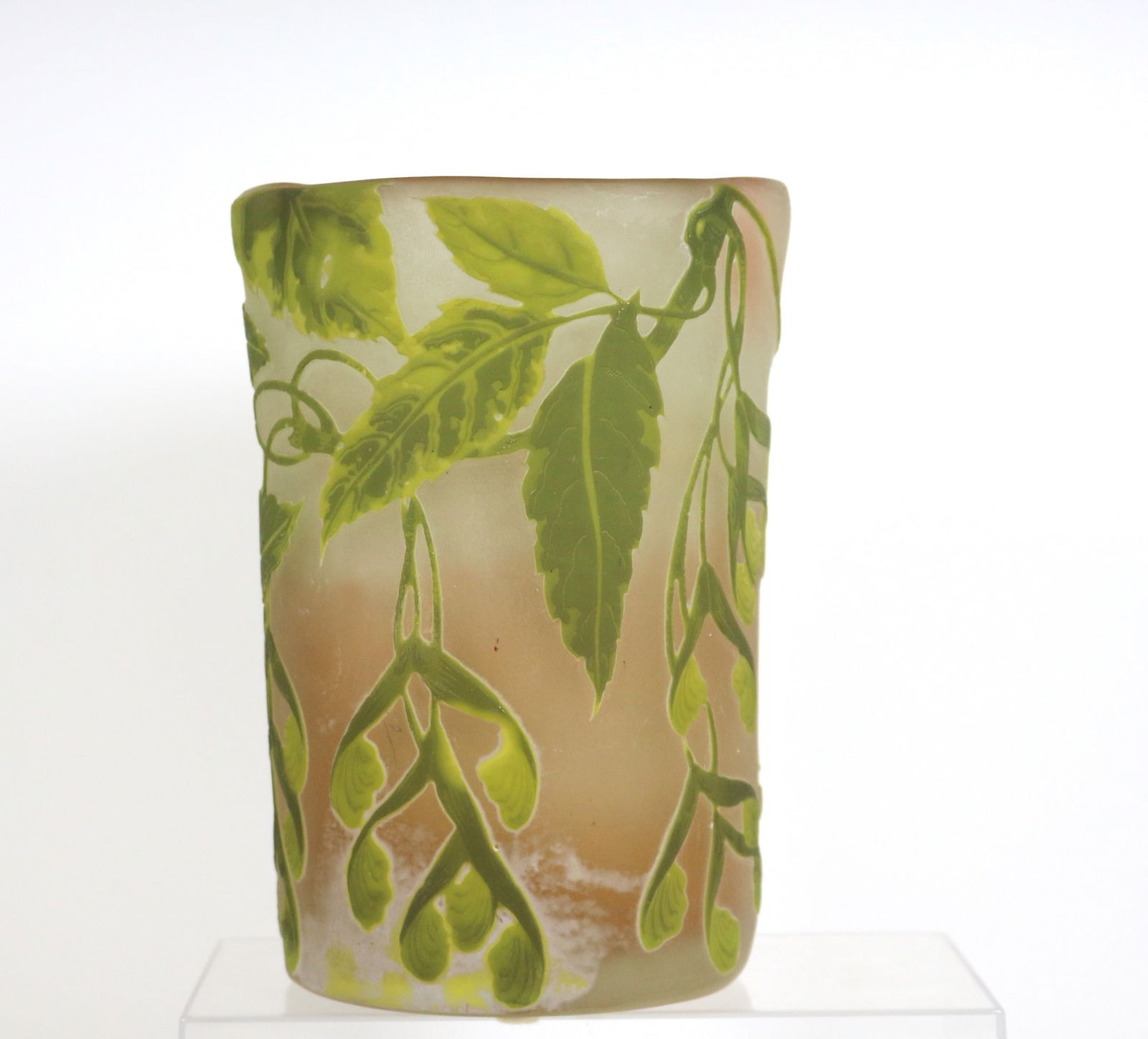 SIGNED GALLE CAMEO ART GLASS VASE, - H: 6 3/4 in. (1 of 13)
