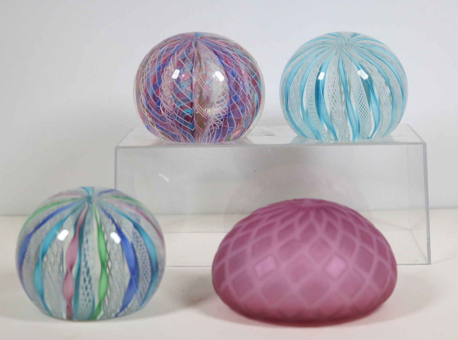 FOUR ITALIAN MURANO GLASS PAPERWEIGHTS. - Largest, D: 3 1/2". (1 of 12)