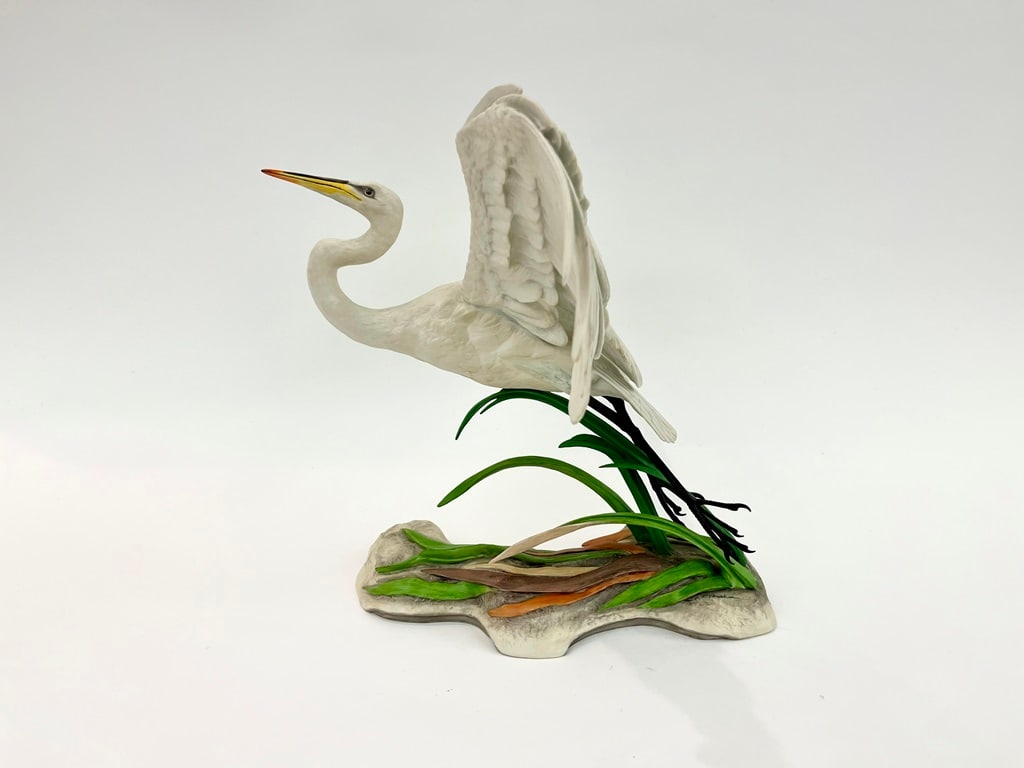 SIGNED BOEHM PORCELAIN SCULPTURE MODELED AS "THE GREAT EGRET", 1982, - H: 12 in. (1 of 7)