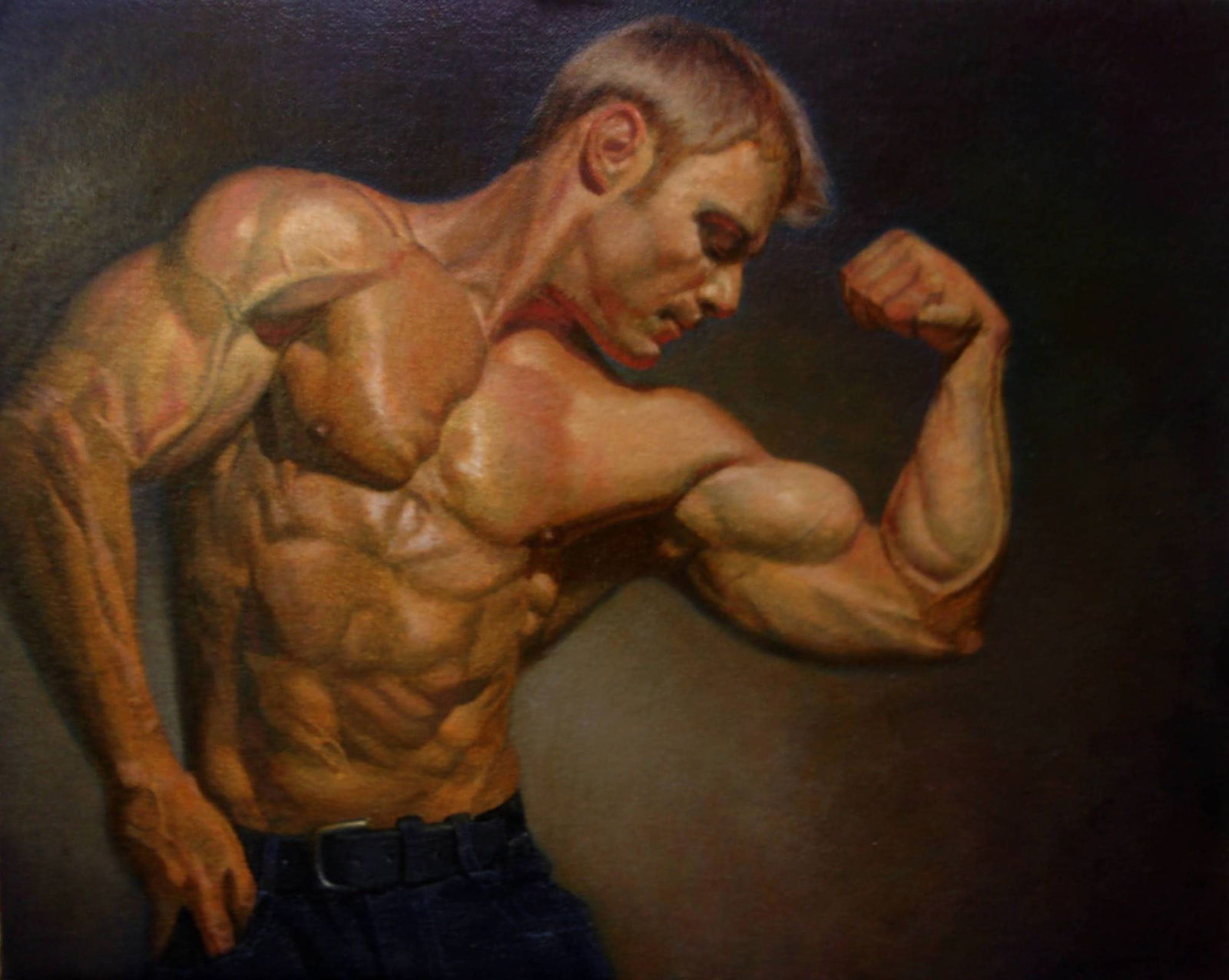 RICKIE DU BURKE (Mexican / American, born 1967). Muscle Man, (LGBTQ+ Interest). Acrylic on canvas (1 of 9)