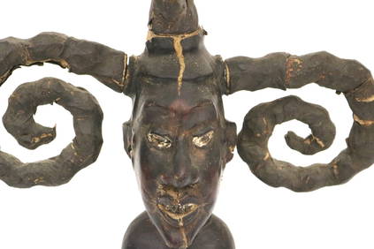 Yoruba Ekoi (Ejagham): Ekoi wooden masks are covered with animal skin.  These figures usually refer