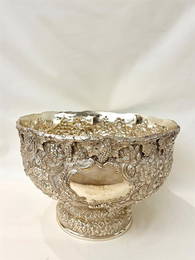 IMPRESSIVE HENNEGAN, BATES & CO. (BALTIMORE) STERLING SILVER REPOUSSE PUNCH BOWL. late 19th-early. -