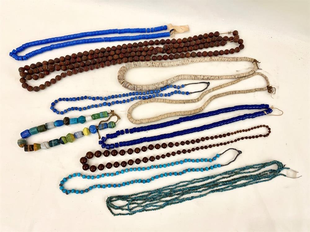 GROUP ELEVEN ASSORTED ETHNOGRAPHIC BEAD NECKLACES. (1 of 3)