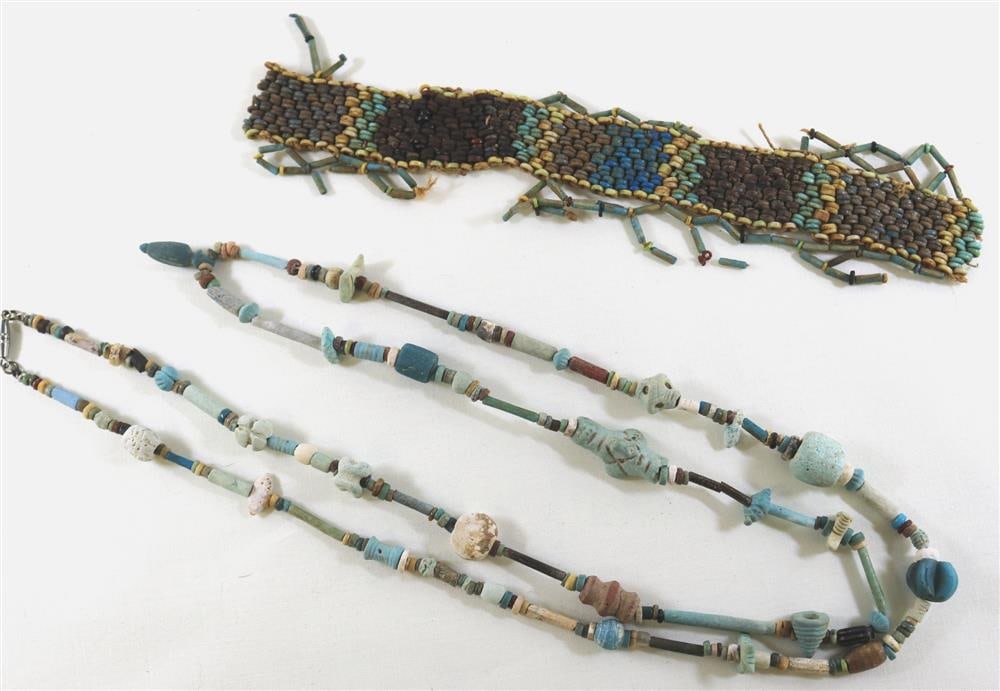 ANCIENT EGYPTIAN SINGLE-STRAND NECKLACE AND BRACELET, Late Period, 664-535 BC. - Single stand (1 of 20)