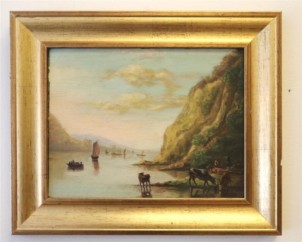 SCOTTISH SCHOOL (Late 19th century / early 20th century). Late Spring Day by the Lake, Oil on board. (1 of 9)