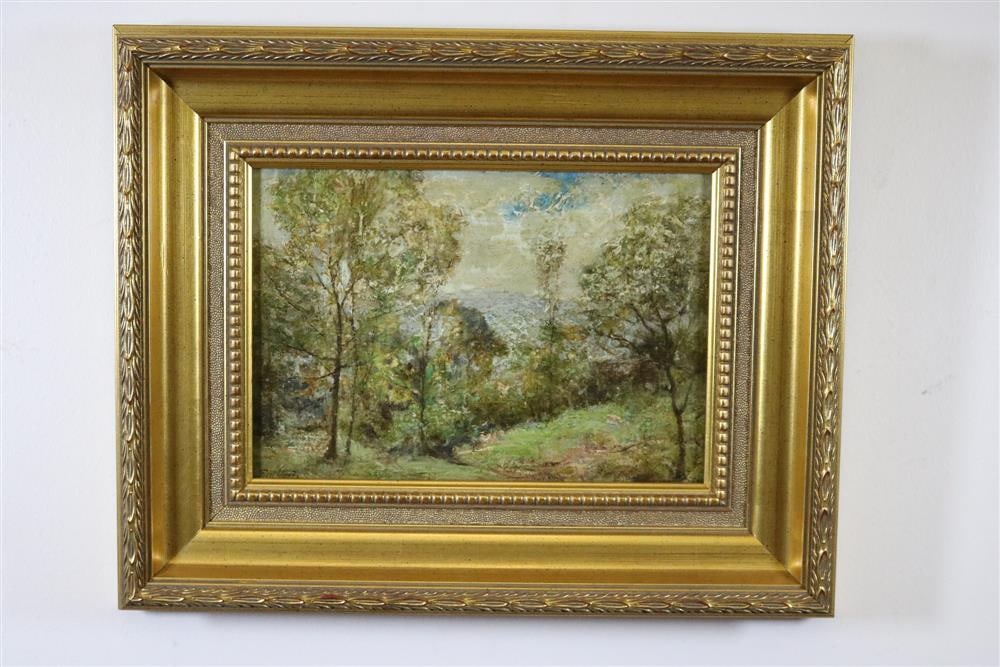 FREDERICK YATES (American / British, 1854 - 1919). Spring Morning At Rydal, Oil on board. Signed (1 of 9)