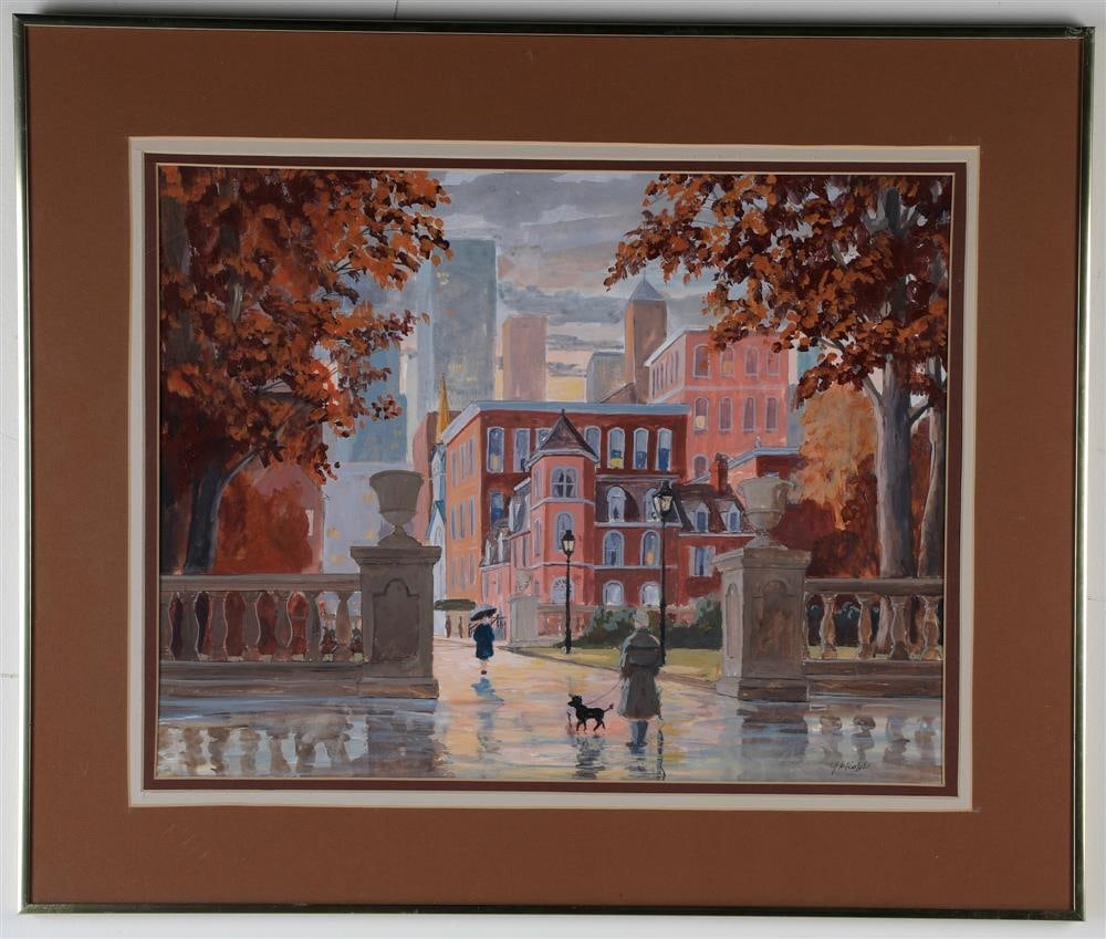 GEORGE K RALPH (American, 20th/21st Century). CITYSCAPE, Gouache on paper. Signed "G K Ralph" lower (1 of 8)