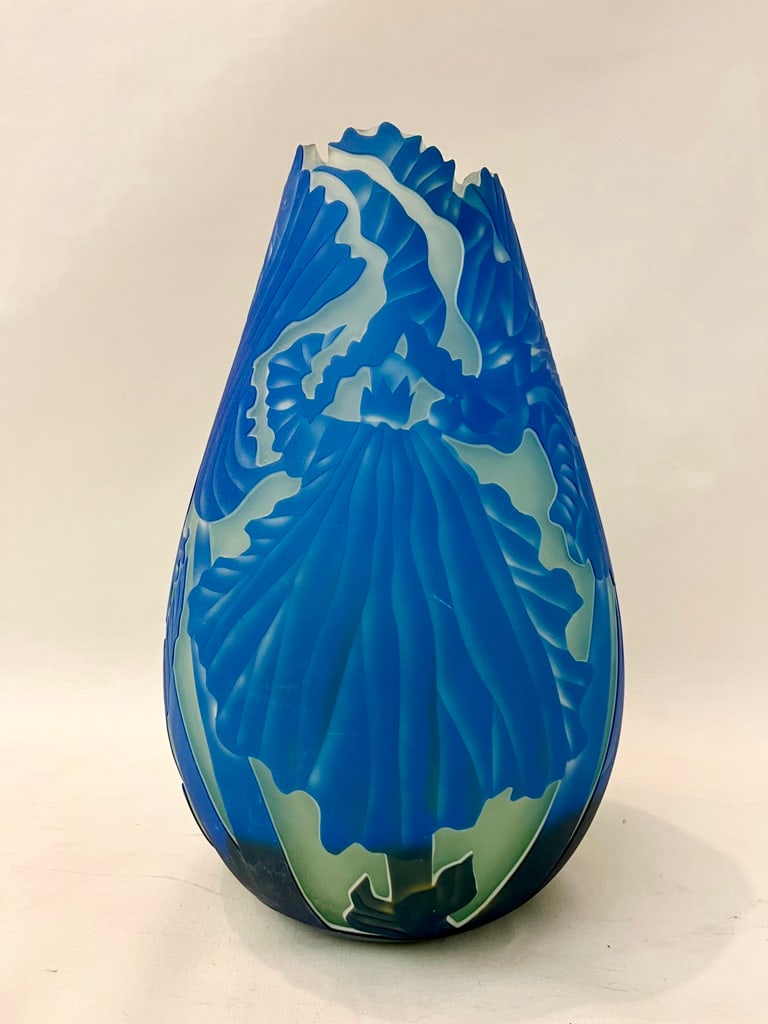 MARIALYCE HAWKE ART GLASS VASE / SATAVA GLASS STUDIOS, USA,, (1 of 5)