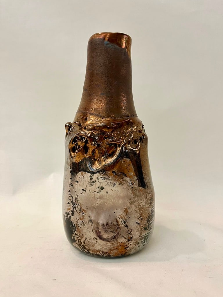 CHARLES LOTTON SIGNED AND DATED "CYPRIOT" ART GLASS VASE. - H: 9 in. W; 4 1/4 in. D; 3 1/2 in. (1 of 4)