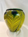 CHARLES LOTTON SIGNED AND DATED PEACOCK VASE, 1999. - H: 9 1/4 in. D: 10 in.