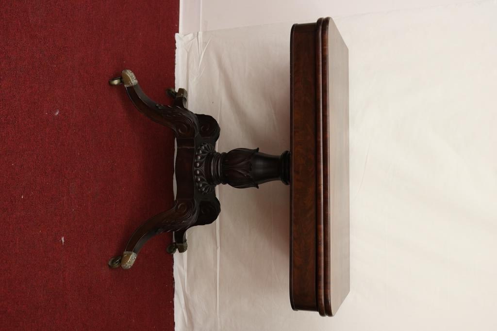 AMERICAN EMPIRE FIGURED MAHOGANY FOLD-TOP CARD TABLE, 1823-1824. - H: 29 5/8 in.; top, 33 5/8 in. x (1 of 6)