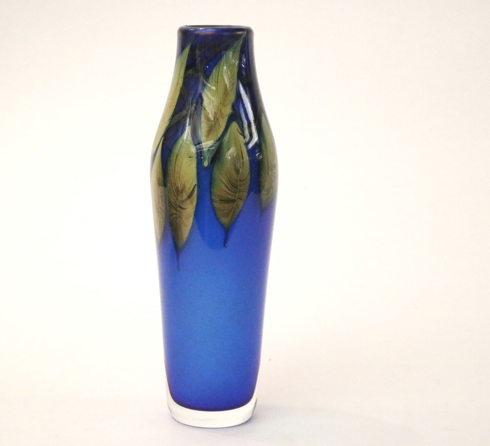 DAVID LOTTON SIGNED AND DATED ART GLASS VASE, 1993, - H: 9 1/2 in. (1 of 14)