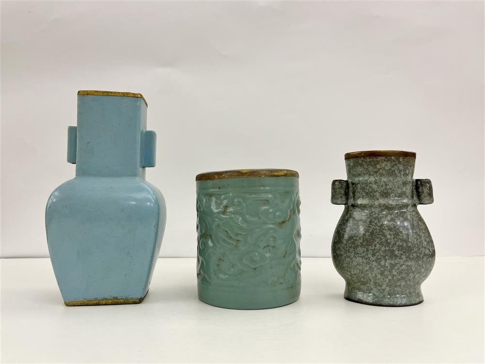 THREE VARIOUS CHINESE CELADON PORCELAIN. VASES, (1 of 4)