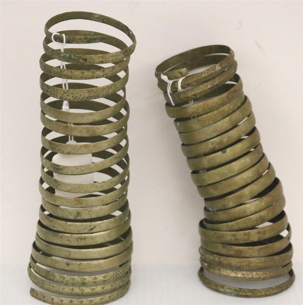 PAIR INDIAN NAGA METAL TWISTED SPIRAL BRACELETS, Mid-20th Century. - Height: 9 inches. (1 of 11)