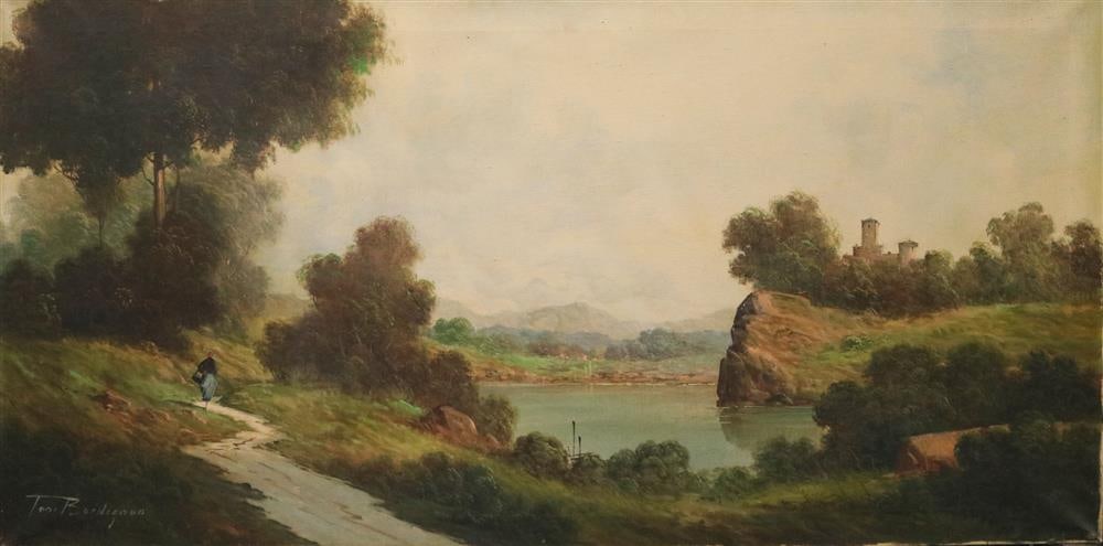 TONI BORDIGNON (Italian / American, 1921 - 1998). Italian Landscape, Oil on canvas. Signed lower (1 of 18)