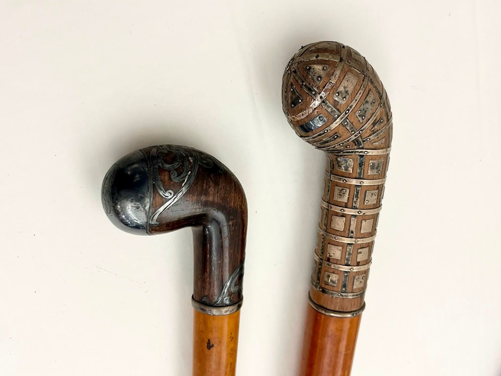 FIVE ASSORTED WOODEN CANES/WALKING STICKS, late 19th/early 20th century. - Longest, L: 39 3/4 in. (1 of 4)