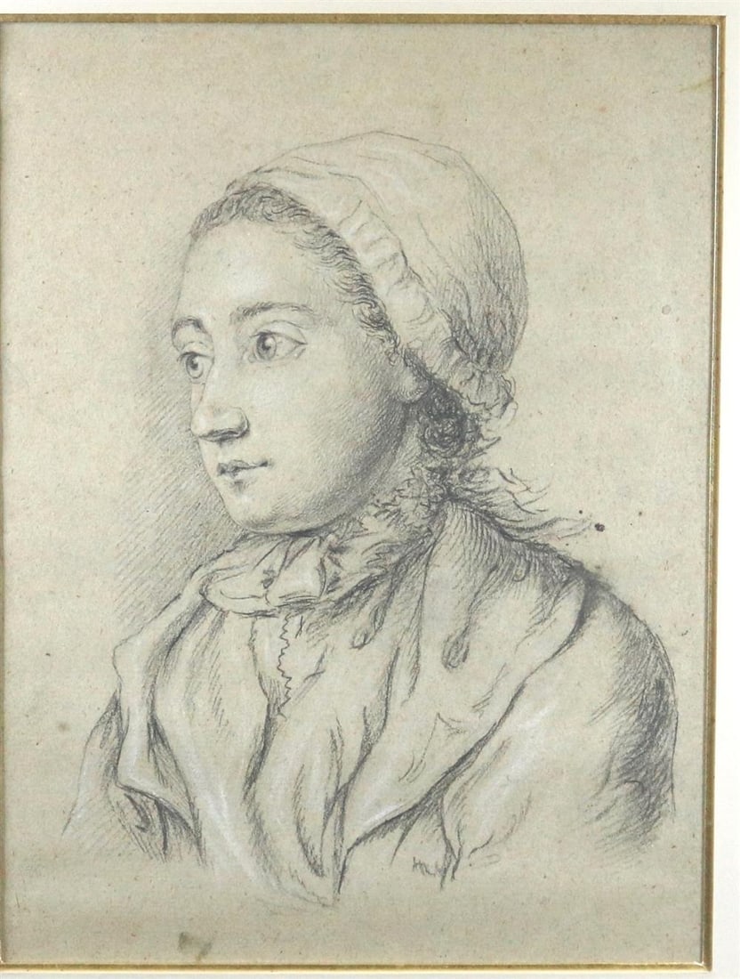 NORTHERN CONTINENTAL SCHOOL (19th century). Young Lady's Portrait, Pencil and chalk drawing on (1 of 9)