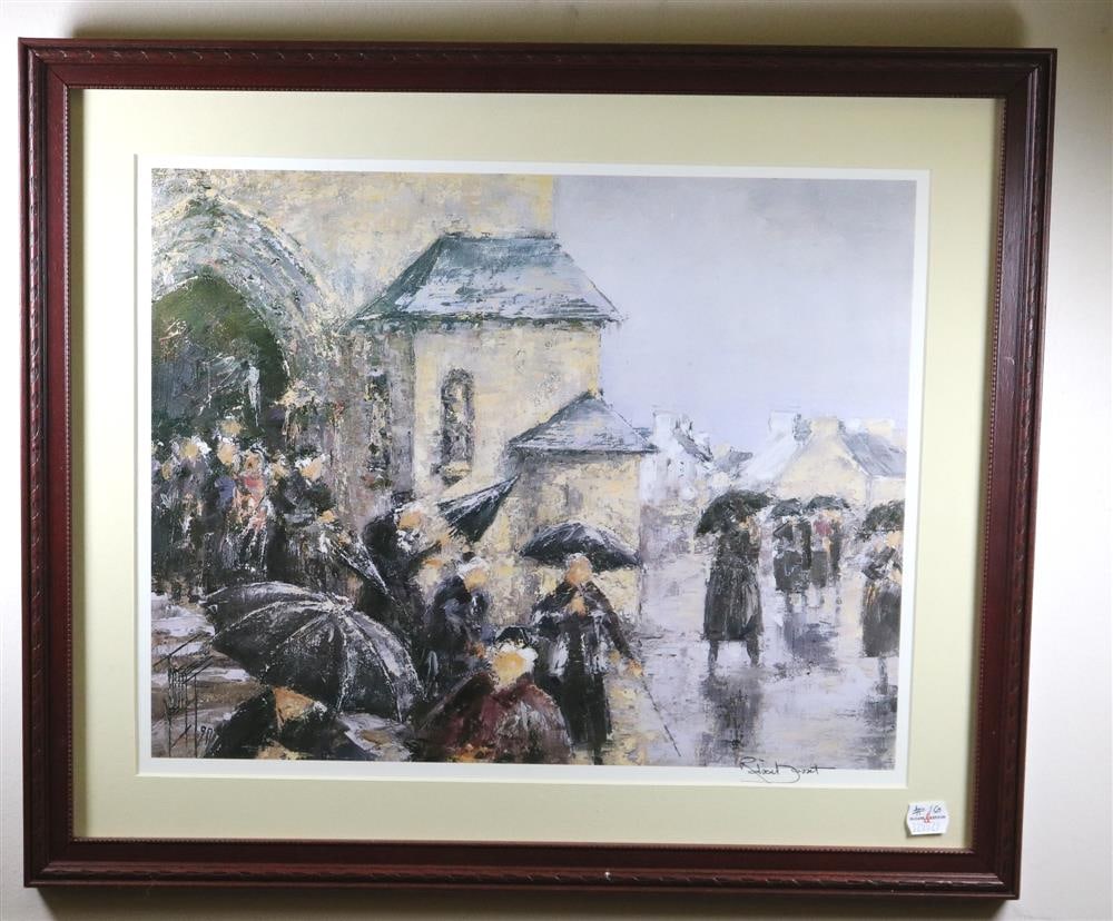 ROBERT JOSSET (French, born 1942). Rainy Sunday, Lithograph on paper. Ink signed lower right hand (1 of 8)