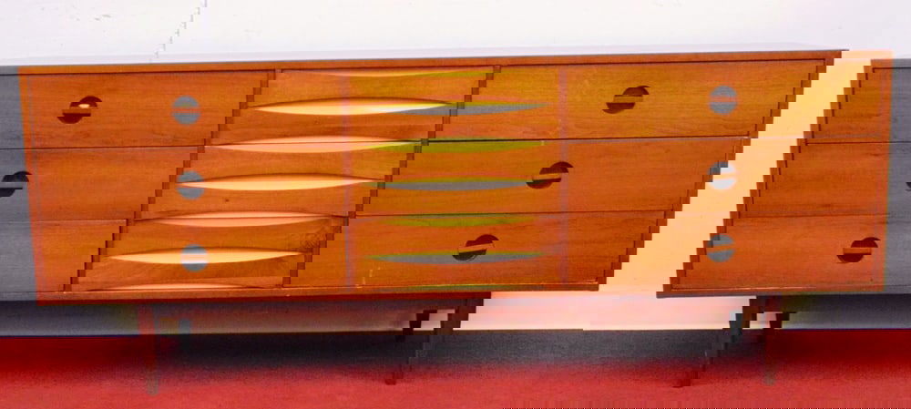 MID-CENTURY MODERN WALNUT TRIPLE-DRESSER OR CREDENZA AFTER ARNE VODDER BY WEST MICHIGAN FURNITURE (1 of 4)