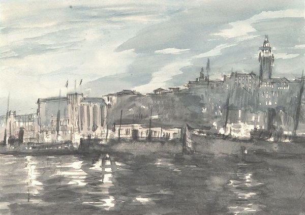 SIR MUIRHEAD BONE (British, 1876-1953)).: SIR MUIRHEAD BONE (British, 1876-1953)). GALATA TOWER,CONSTANTINOPLE, 1929, pen and wash - 9 7/8 in. x 14 in. Provenance: Colnaghi Gallery, London; Ex-collection of Otto Gutekunst