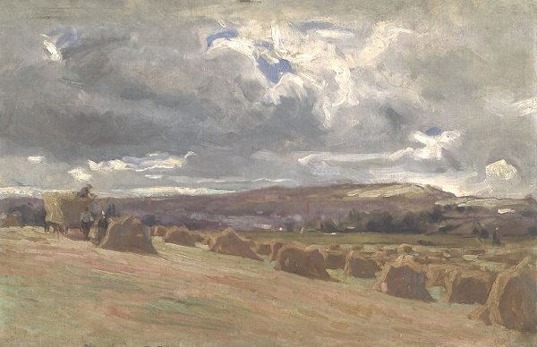 SIR DAVID SCOTT MURRAY (English, 1849-19: SIR DAVID SCOTT MURRAY (English, 1849-1933). HEAD CORN, KENT, oil on canvas - 12 in. x 18 in. Provenance: John Thompson, Tunbridge Wells, England