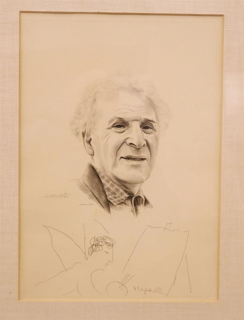 JACQUES COMBET (French, 1920-1993). Portrait of Marc Chagall, circa 1960, Etching enhanced by an (1 of 20)