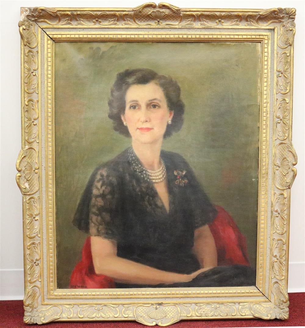 REX WOOD (Australian, 1909 - 1970). The Pearl Necklace, Oil on canvas. Signed lower left hand: REX WOOD (Australian, 1909 - 1970). The Pearl Necklace, Oil on canvas. Signed lower left hand corner. Framed. - 28 x 24 inches; frame: 36 x 32 inches