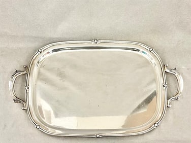 FISHER CO. STERLING SILVER TWO-HANDLE SERVING TRAY. Design no. 2803.