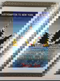 FRANCE AFLOAT / TO ENGLAND AND FRANCE / FRENCH LINE TRAVEL POSTER, CIRCA 1938. - Sight: 38 x 24