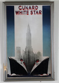 CUNARD WHITE STAR VINTAGE POSTER,  - Sight: 27 x 17 inches.