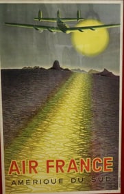 AIR FRANCE SOUTH EMERICAN BY VICTOR VASARELY TRAVEL POSTER, 1946, - Size: 39 x 24 inch.