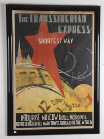 THE TRANS SIBERIAN EXPRESS TRAVEL POSTER, 1930, - Sight: 39 x 27 inches.