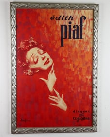 EDITH PIAF VINTAGE MUSIC POSTER, CIRCA 1960, - Sight: 46 x 30 inches.