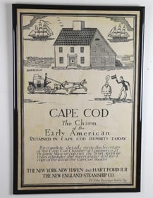 CAPE COD: THE CHARM OF THE EARLY AMERICAN JOHN HELD JR VINTAGE TRAVEL POSTER, CIRCA 1927. - Sight: