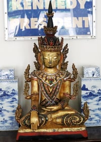 BURMESE SEATED SHAN BUDDHA STATUE, - height: 37 inches.
