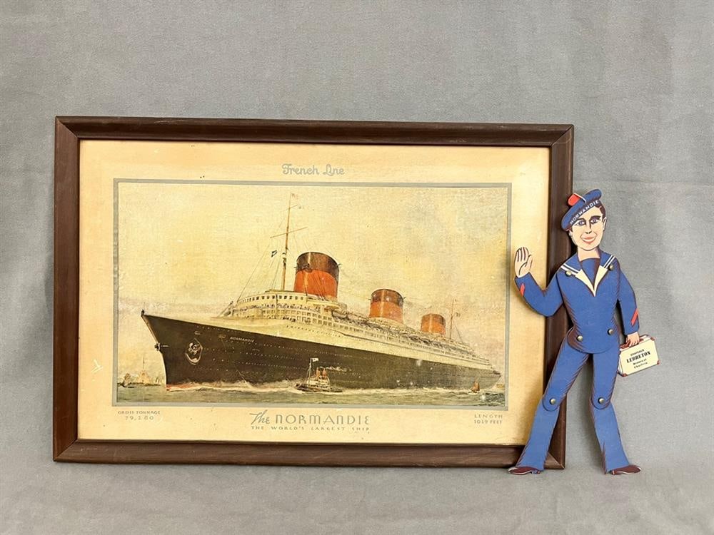 FIVE VINTAGE ITEMS REALTED OT THE FRENCH LUXURY OCEANLINER "NORMANDIE", (1 of 17)