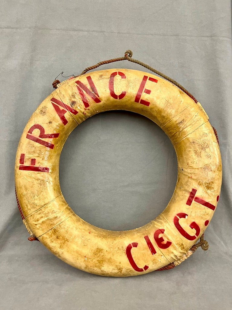 LIFE PRESERVER FROM THE "FRANCE" OCEAN LINER. - D: 29 in. (1 of 4)