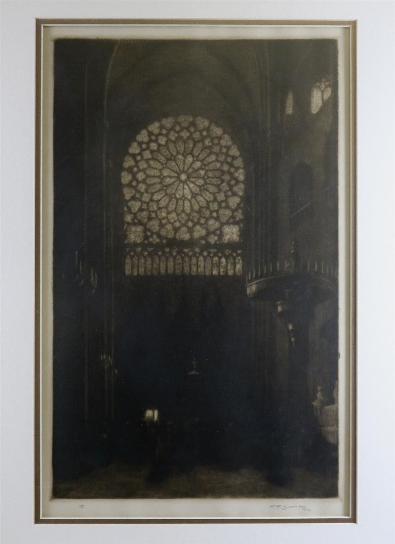 TAVIK FRANTISEK SIMON (Czech / American, 1877-1942). Notre Dame Rose Window, 1912, Etching on paper. (1 of 15)