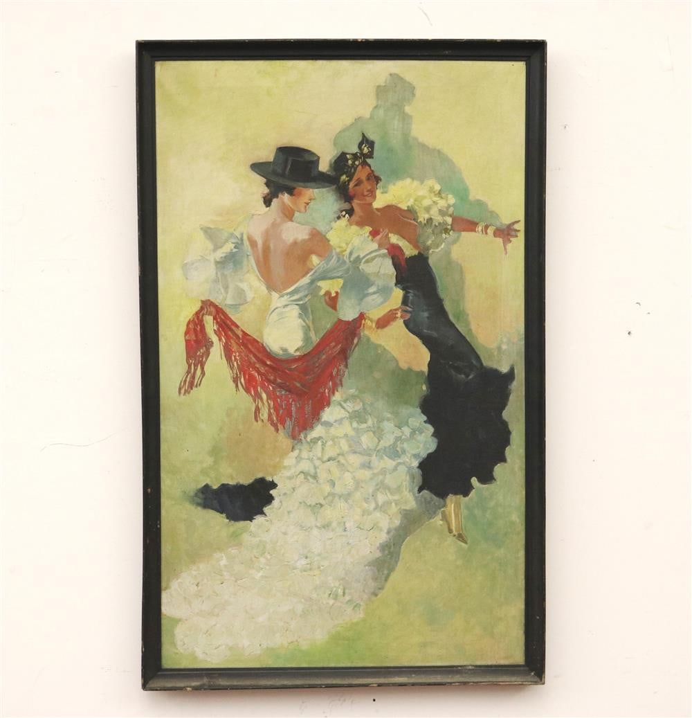 CARL FOLKE SAHLIN (Swedish, 1885 - 1976). Spanish Dancers, Oil on canvas. Verso signed. Framed. (1 of 15)