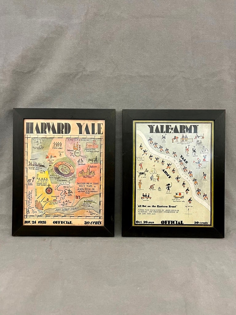 TWO JOHN HELD JR. ILLUSTRATED COVERS FOR FOR HARVARD/YALE AND YALE/ARMY FOOTBALL GAMES AND "I DON'T (1 of 7)