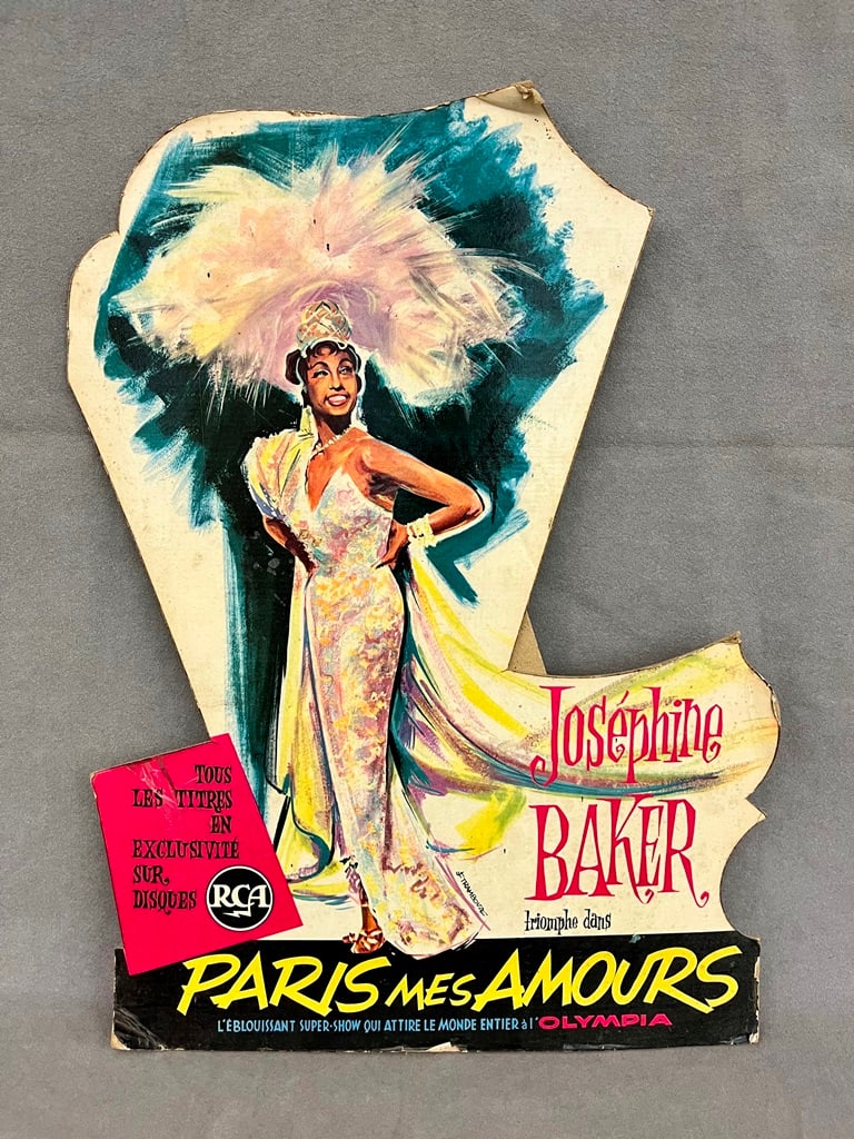 JOSEPHINE BAKER CUT-OUT PAPER ADVERTISING PLACARD FOR RCA RECORDS, AND 1931 BOOKLET, "JOSEPHINE (1 of 4)