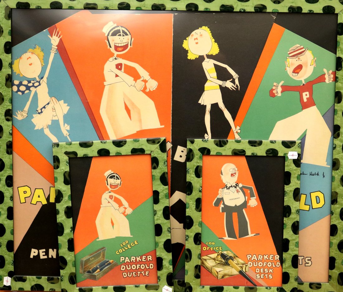 PARKER DUOFOLD CARDBOARD ADVERTISING JOHN HELD JR SIGN, CIRCA 1920S (1 of 19)