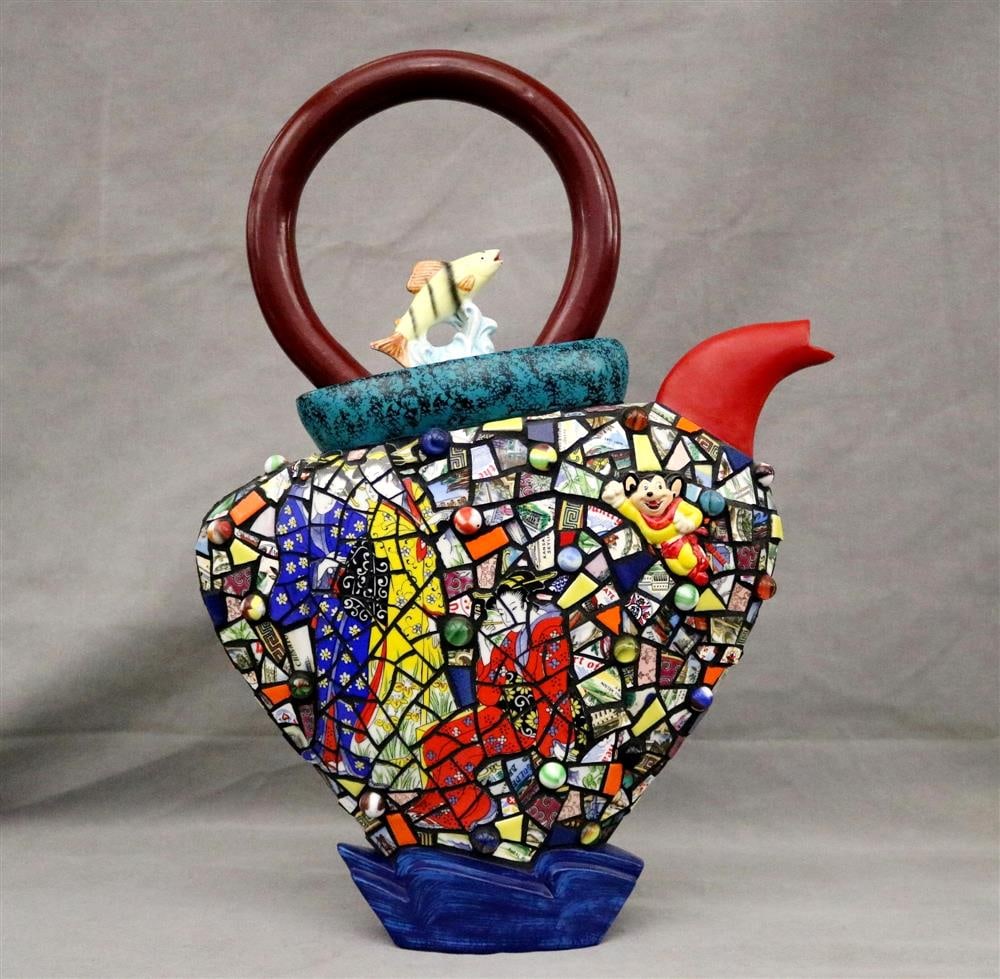 HAP SAKWA AND MICHEAL LAMBERT (American, contemporary). Mixed media ornamental teapot, glass and (1 of 20)